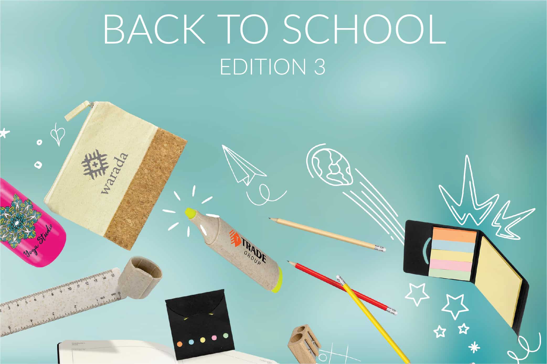 Back to School Edition 3, branded school supplies graphic
